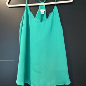 J. Crew kelly green tank with scallop detail